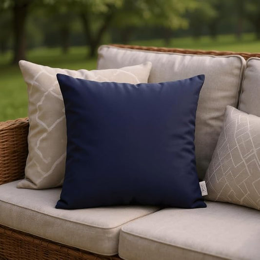 RSH DECOR: Sunbrella Square Throw Pillows Set of 4 | 20" x 20" | Water and Fade-Resistant Performance Fabric | Outdoor Pillow Covers with Down-Alternative Inserts | Canvas Navy Blue