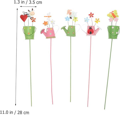 5pcs Metal Plant Picks Decorative Garden Stake Picks for Flower Pots Plant Decorations for Lawn Patio and Home