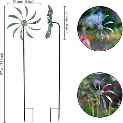 Stargarden Wind Spinners Outdoor Metal, Garden Pinwheels Waterproof Wind Sculptures, Small Windmills for Yard and Garden Decor