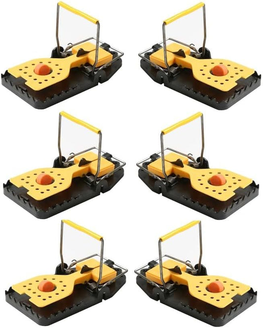 Bullseye - 6 Pack - Rat Traps - Indoor/Outdoor, Reusable, Easy Setup, Powerful Stainless Steel Spring, Tough ABS Body. Set Traps Without Getting Snapped. Great for Rats, Chipmunks & Other Rodents