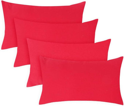 Covers & All Premium Rectangle ThrowPillow Inserts with Covers Set of 4, 14 x 22 Inches Red, Decorative Cushions for Couch Sofa Home Decor Office Travel UV Resistant Waterproof Soft Cushions Pillows