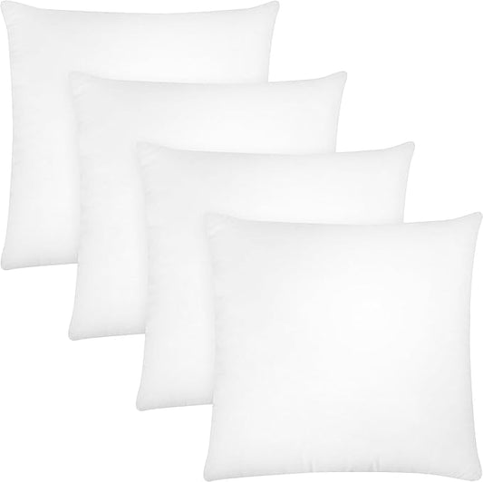Covers & All Premium Rectangle ThrowPillow Inserts with Covers Set of 4, 16 x 24 Inches White, Decorative Cushions for Couch Sofa Home Decor Office Travel UV Resistant Waterproof Soft Cushions Pillows