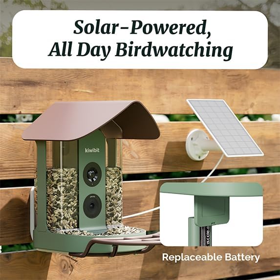 Beako™ Smart Bird Feeder with 4K Camera Lifetime Subscription Included, Solar Powered for Outdoors - Ultra HD Live Stream, AI identifies10,000+ Species, Real-Time Bird Notification, Easy Setup