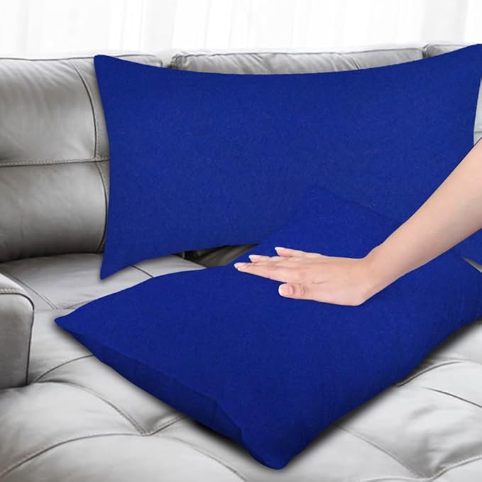 Covers & All Premium Rectangle ThrowPillow Inserts with Covers Set of 4, 12 x 20 Inches Blue, Decorative Cushions for Couch Sofa Home Decor Office Travel UV Resistant Waterproof Soft Cushions Pillows