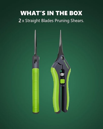 6.5" Gardening Scissors, Sharp Plant Trimming Scissors for Precise Cuts, Stainless Steel Pruning Shears Bonsai Clippers (2-Pack Straight)