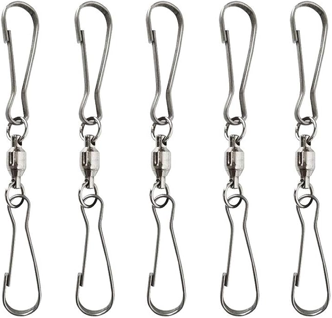 5pcs Extra Large Smooth Spinning Dual Clip Swivels Wind Spinner Hangers Spiral Tails Twisters Wind Socks, for Spinning windsocks and Any Kites, Flower pots, Plants, Bird feeders, Solar Lights, Flags