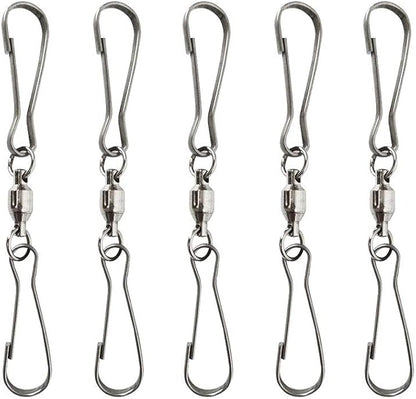 5pcs Extra Large Smooth Spinning Dual Clip Swivels Wind Spinner Hangers Spiral Tails Twisters Wind Socks, for Spinning windsocks and Any Kites, Flower pots, Plants, Bird feeders, Solar Lights, Flags