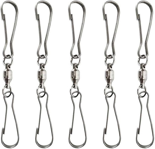 5pcs Extra Large Smooth Spinning Dual Clip Swivels Wind Spinner Hangers Spiral Tails Twisters Wind Socks, for Spinning windsocks and Any Kites, Flower pots, Plants, Bird feeders, Solar Lights, Flags