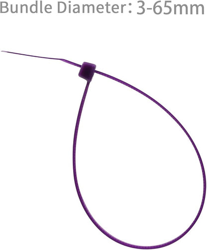 XINGO 100PCS Cable Zip Ties Heavy Duty, Premium Nylon Plastic Wire Ties with 50 Pounds Tensile Strength, Self-Locking Black Nylon Zip Ties for Indoor and Outdoor (10 inch, Purple)