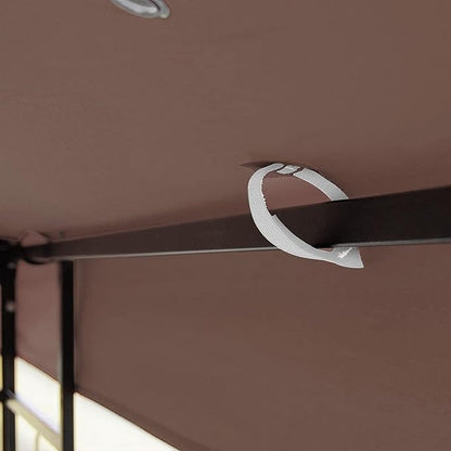 10x10 Ft Gazebo Canopy Replacement Cover, Double Tiered Gazebo Replacement Top (Coffee)