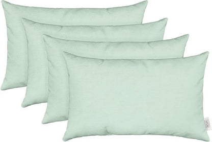 RSH DECOR: Sunbrella Lumbar Throw Pillows Set of 4 | 20" x 12" | Water and Fade-Resistant Performance Fabric | Outdoor Pillow Covers with Down-Alternative Inserts | Canvas Spa