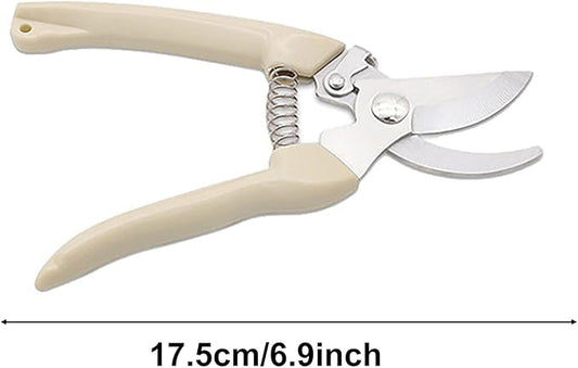 Garden Flower Shears Pruning Shears 6.9 inches Scissors Heavy Duty Plant Scissors for Cutting Flowers, Trimming Plants, Bonsai, Fruits Picking (White Handle)
