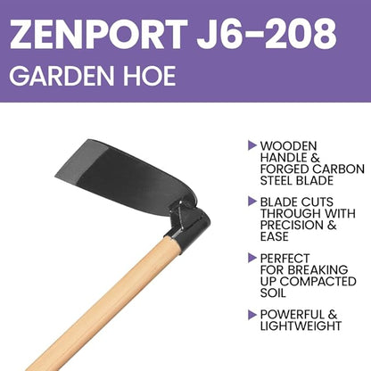 Zenport J6-208 Wood Handled Hoe, 7 Inch Carbon Steel Blades, Beige - 3 Pack