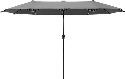 PHI VILLA 13ft Large Patio Umbrellas, Double-Sided Outdoor Market Rectangle Umbrella for Outside, Light Gray