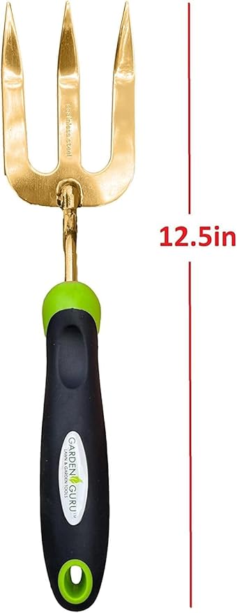 Garden Guru Titanium Hand Weeder Fork Tool – Rust Resistant – Ergonomic Handle – Great for Planting, Spreading Mulch, Weeding, Loosening & Transplanting Soil (4 Pack)