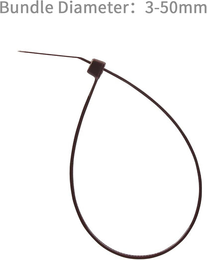 XINGO 8 Inch Brown Cable Zip Ties (500 Pack), 40 Lbs Tensile Strength-Heavy Duty, Self-Locking Nylon Plastic Nylon Wire Ties for indoor and outdoor use