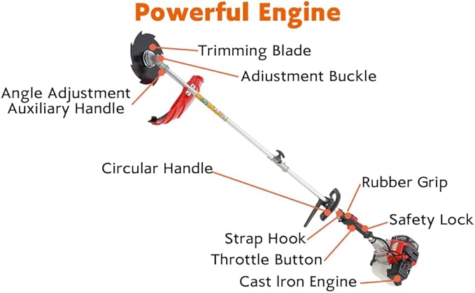 10 in 1 Garden Hedge Trimmer Combo, 52CC 2-Stroke Multi-Functional Garden Trimming Tool Gas Powered Long Reach Pole Saw Grass String Trimmer Brush Cutter Grass Wacker Weed Eater for Yard