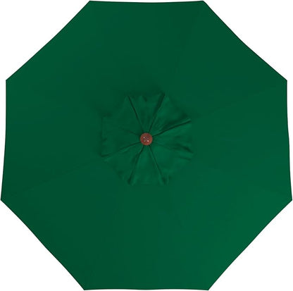 California Umbrella 9' Premium Commercial Hardwood Patio Umbrella, Manual Lift With Sunbrella Forest Green Fabric