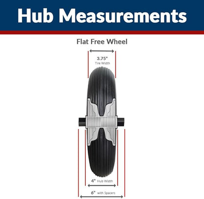 16" Flat Free Wheelbarrow Tire | Replacement Wheel for Wheelbarrow, Trailer, Wagon | Durable Wheel with 4" to 6" Hub | Compatible with 6" Hub with Spacers | 5/8" Bearing | Lapp Wheels