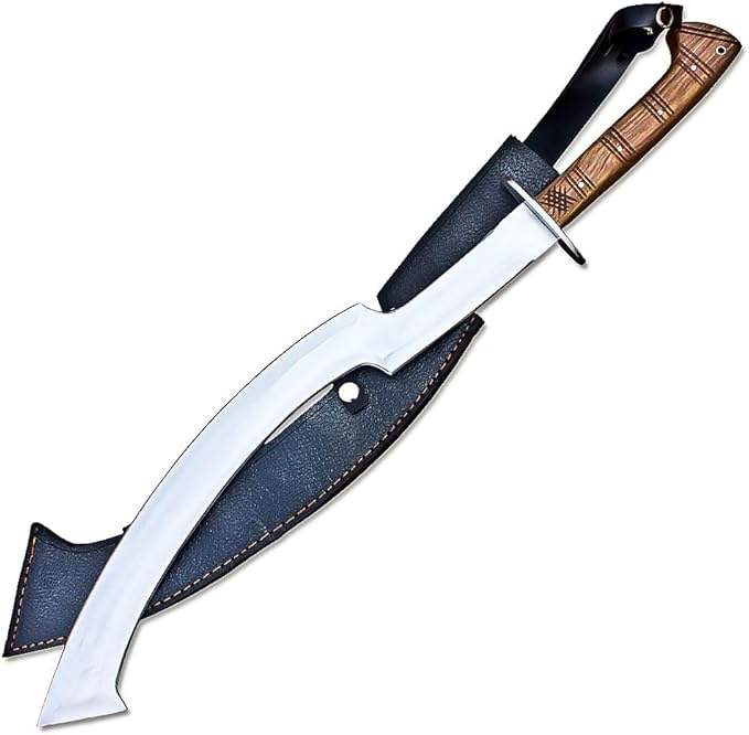 Custom Handmade Stainless Steel Khopesh Sword - Ancient Egyptian Sword with Pure Black Leather Sheath, Best Gift | Collector Choice