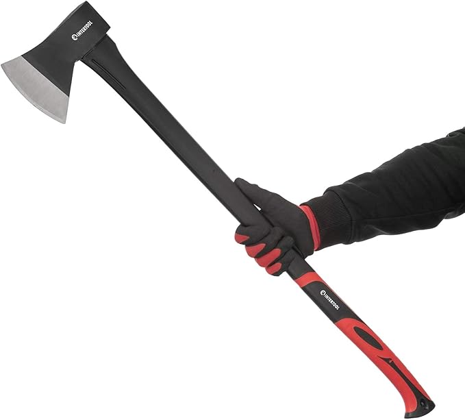 INTERTOOL 15” Hatchet and 36” Chopping Axe Set - Small Ax and Tree Felling Tool with Shock Absorbing Fiberglass Handles & Blade Protectors HT-0261-0264