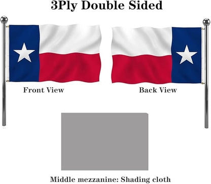 Jayus Double Sided Texas State Flag 5x8 FT Outdoor- 220D Heavy Duty Republic of Texas Flags Banners- Vivid Colors UV Resistant TX Flags with 3 Brass Grommets
