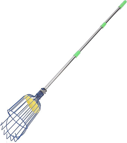 Tyenaza Fruit Picker Pole Tool with Basket Long Handle, Stainless Steel Fruit Picker Tool with Basket Pole Easy to Assemble Fruits Catcher Tree Picker Length Adjustable