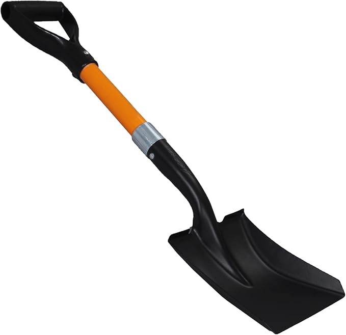 Round Shovel (1 Pack) and Square Shovel (1 Pack), 27 Inches in Length with D-Cup Mini Handle Shovels, Sturdy Build and Easy to use, Firm and Comfortable Durable Handle, Built to Last