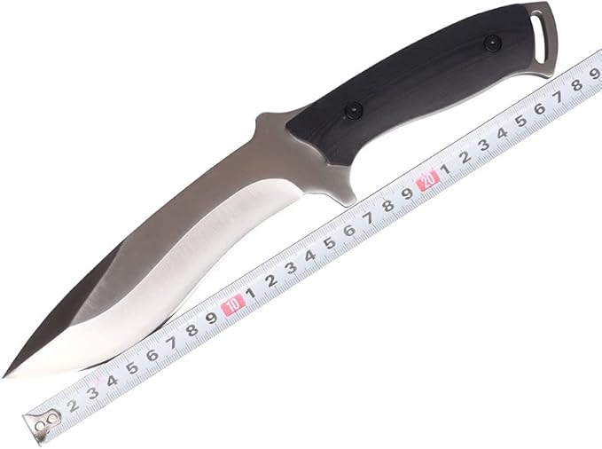 MASALONG kni227 dog leg straight fxied blade Bowie full tang Hunting Knife with Leather Sheath for Camping, Hiking, Survival