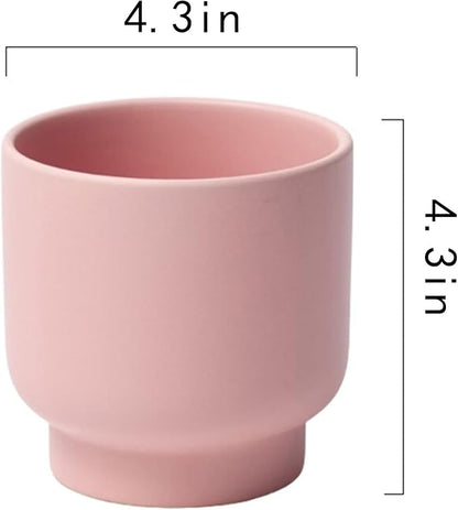 LB Pink Ceramic Plant Pots for Indoor Plants, Succulent Planters Ceramic Plant Pot, Cute Flower Pots for Living Room Office Home Decor, Round Flower Pot of 4.3 Inch(Plant Not Included)