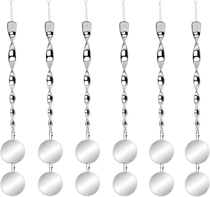 Bird Scare Rods with Reflective Discs Reflectors - Bird Spinner Scare Device of Twisting Rods and Disks to Keep Birds Away Like Woodpecker and Pigeon - 6 Pack