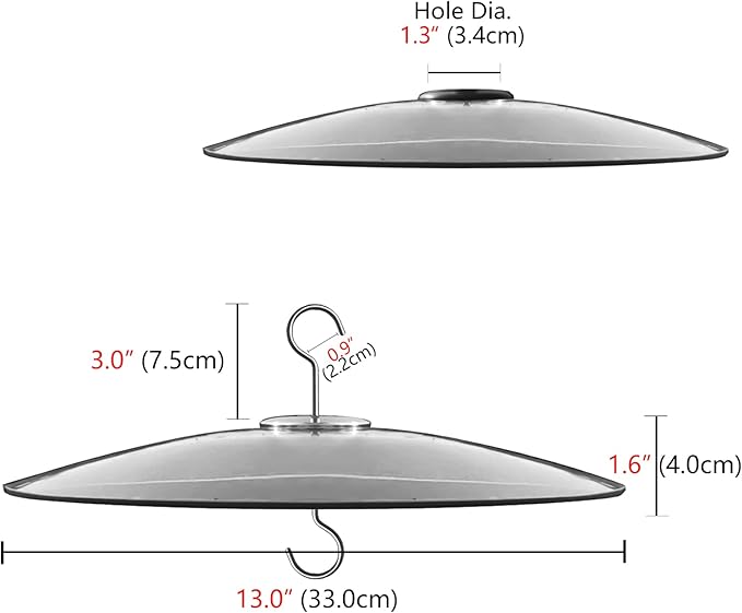 13" Glass Rain Guard for Bird Feeder Outdoors - Baffle on Shepherd Pole/Post or S Hook Hanging - Large Weather Guard Protective Dome - Dia. 33CM - Flower Daisy