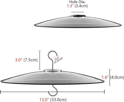 13" Glass Rain Cover for Bird Feeders Outdoors - Baffle on Shepherd Pole/Post or S Hooks Hanging - Large Weather Guard Protective Dome - Clear x 2PC (Dia. 33CM)