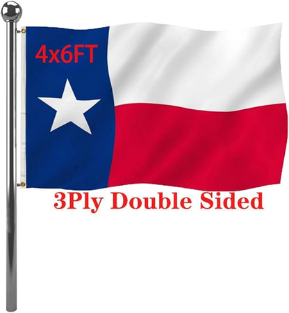 Jayus Double Sided Texas State Flag 4x6 FT Outdoor- 220D Heavy Duty Republic of Texas Flags Banners- Vivid Colors UV Resistant TX Flags with 2 Brass Grommets