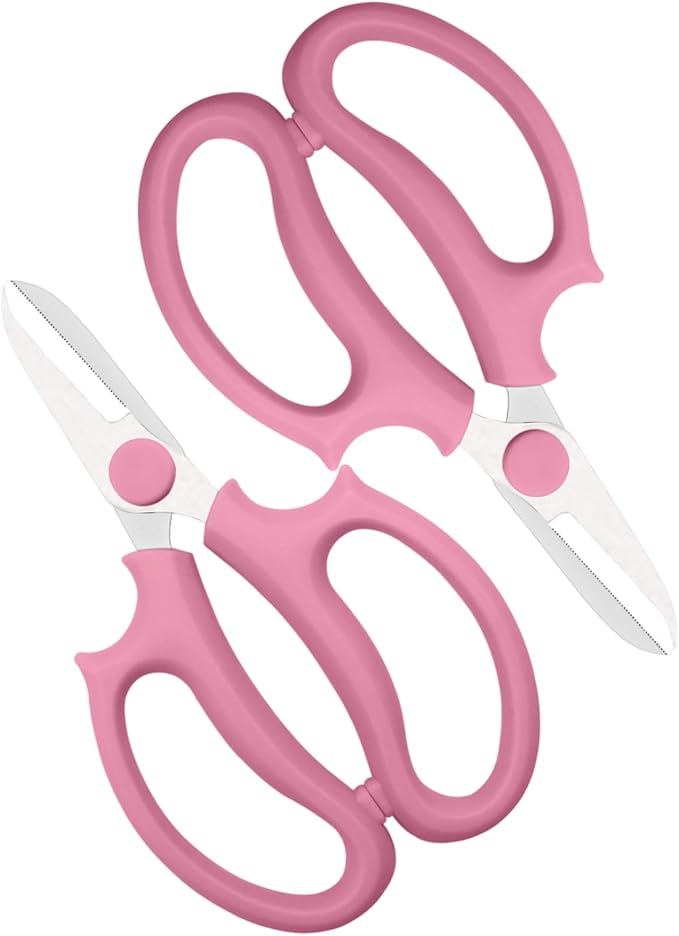 Pink Flower Scissors, Thickened Stainless Steel Floral Pruning Snips – Sharp Garden Clippers for Fresh Flowers, Flower Arrangement Supplies, DIY Floral Cutting Scissor (2 PCS Pink)