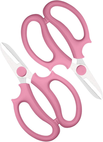 Pink Flower Scissors, Thickened Stainless Steel Floral Pruning Snips – Sharp Garden Clippers for Fresh Flowers, Flower Arrangement Supplies, DIY Floral Cutting Scissor (2 PCS Pink)