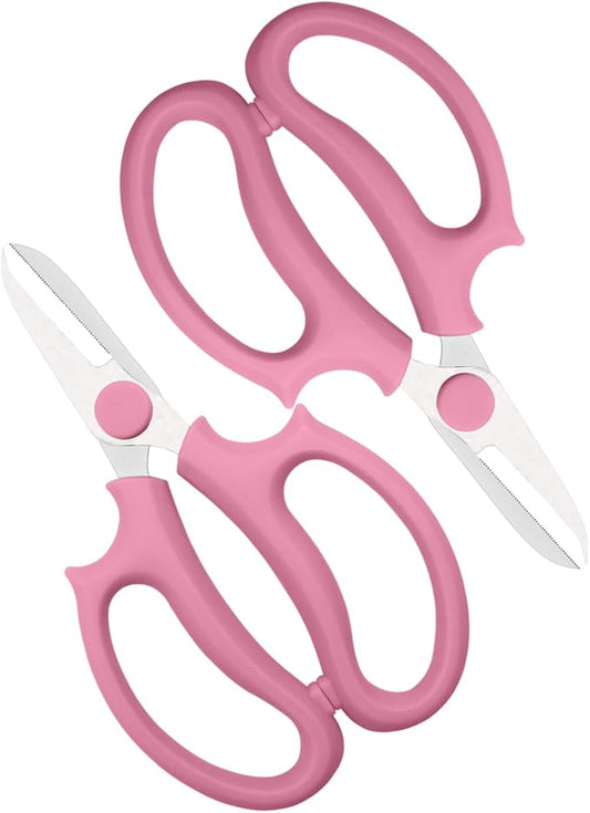Pink Flower Scissors, Thickened Stainless Steel Floral Pruning Snips – Sharp Garden Clippers for Fresh Flowers, Flower Arrangement Supplies, DIY Floral Cutting Scissor (2 PCS Pink)