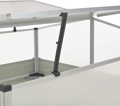 Galvanized Steel Greenhouse, Raised Garden Bed with Greenhouse, Metal Planter Box with Polycarbonate Mini Greenhouse, Brown 39.4"x39.4"x33.5" Galvanized Steel,-106