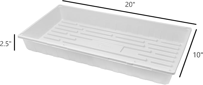 SUNPACK 10" x 20" Plastic Seed Starting Tray, White, 2.5" - No Drainage Holes, Perfect for Greenhouses or Indoor Gardening - Ideal for Seedlings and Cuttings