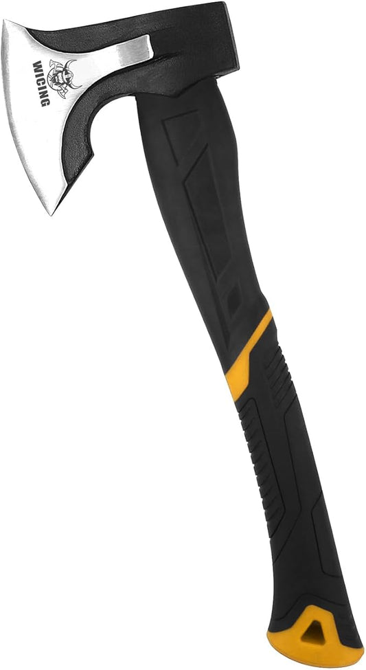 Splitting Axe, 15-inch Camping Hatchet, Chopping Axe 1065 High Manganese Steel and Ergonomic Fiberglass Handle