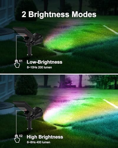 2 Pack Color Changing Solar Spotlights Outdoor for Halloween Decorations, Skeletons, Tombstones, Pumpkin, Waterproof Solar Landscape Spot Lights Uplighting for Outside House, Yard, Garden, Pathway
