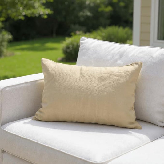 RSH DECOR: Sunbrella Pillow Covers Set of 2 | Covers Only - 20" x 12" | Outdoor Lumbar Pillow Covers Crafted with Sunbrella Performance Fabric | Canvas Heather Beige