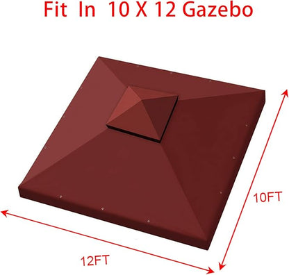 Hugline Outdoor Replacement Canopy Top Double Tier Gazebo Roof Cover for Lowe's Allen Roth 10x12 Gazebo #GF-12S004B-1 (Burgundy)