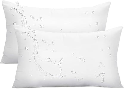 Ashler Outdoor Pillow Inserts, 12x20 Waterproof Throw Pillows Pack of 2, Outdoor Pillows Water-Resistant Decorative Premium Lumbar Pillow Stuffer Sham for Porch Patio Living Room Bedroom Furniture