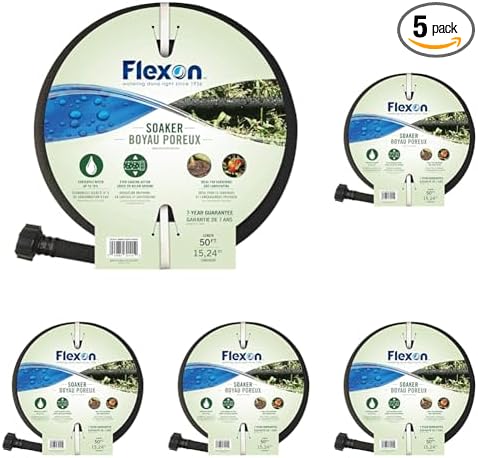 Flexon WS5850 5/8-Inch x 50-Foot Weep & Soak Garden Soaker Hose, Black (Pack of 5)