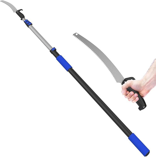 36FT Pole Saw, Telescoping Tree Trimmer with 5-20FT Extension Pole, Manual Branches Pruner for Backyard, Blue