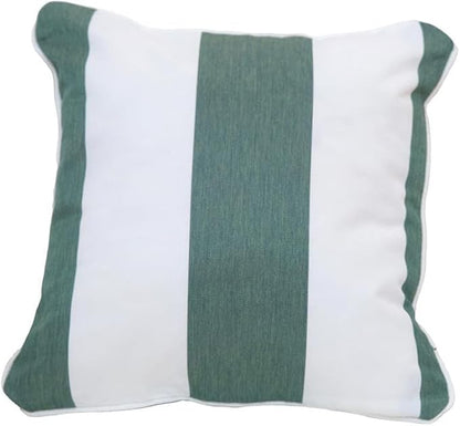 East Green 18 x 18 Waterproof Outdoor Pillow with Insert, Dark Green Stripe - Premium Olefin Outdoor Accent Pillow for Patio Furniture