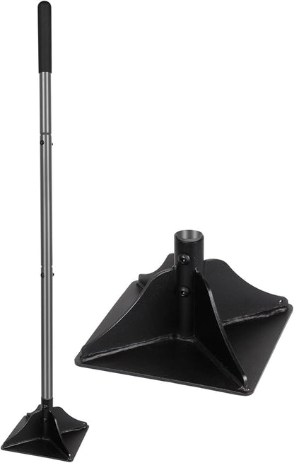 Walensee Steel Tamper with 48 inch Handle 8"x8" Garden Rubber Grip for Laborsaving All-Steel Heavy Duty Ideal Tool Leveling Ground Installing pavers and Repairing Blacktop