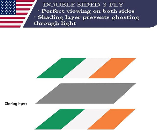 Double Sided Ireland Flag 2x3 Made in USA Outdoor Heavy Duty 3 Ply Polyester Irish Flag with White Starting Tape and 2 Brass Grommets