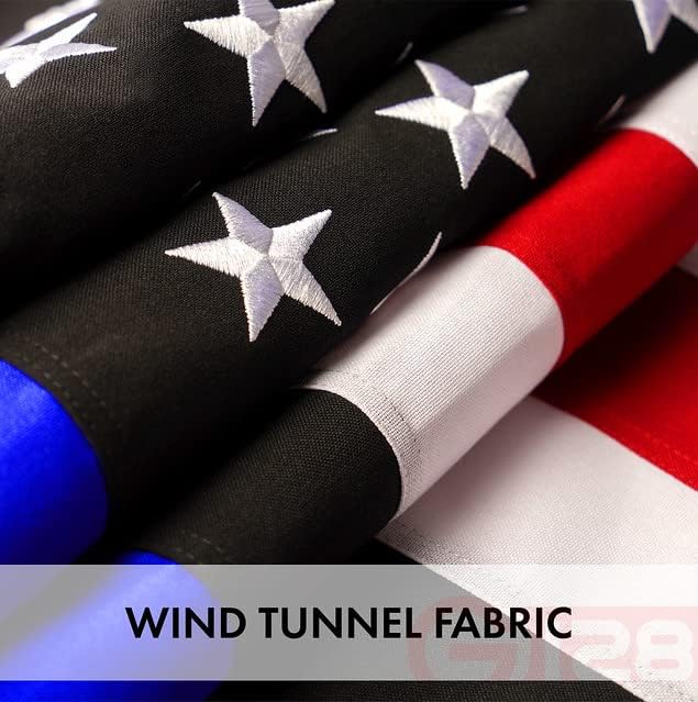 G128 Blue Lives Matter Flag | 3x5 Ft | StormFlyer Series Embroidered 220GSM Spun Polyester | Duty and Honor Flag, Embroidered Design, Indoor/Outdoor, Brass Grommets, Heavy Duty, All Weather